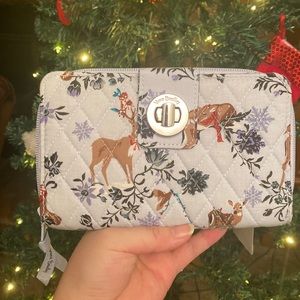 NWT Vera Bradley Reindeer Print Turnlock Wallet